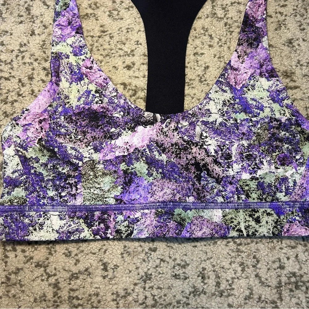 Lululemon Vivid Vision Multi Black & Purple Nulux Break Free Sports Bra Size 6